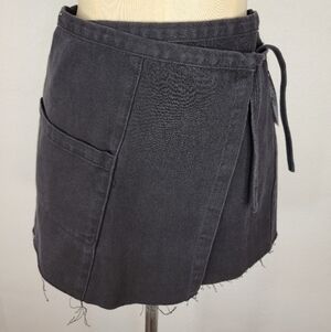 Pacsun Sz 25 Wrap Mini Denim Skirt Black NEW